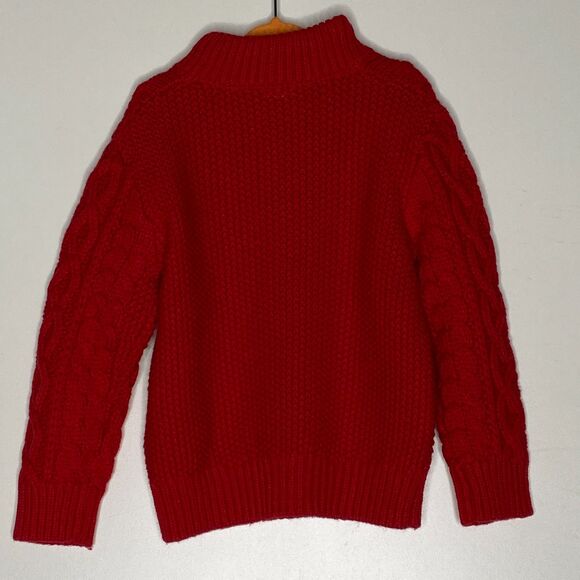 New Gap Toddler Mockneck Cable-Knit Red Sweater Boy's Size 3T - Picture 7 of 8